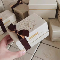 Boîte cadeau en carton durable, recyclable, auto-élevante, en deux parties, avec logo personnalisé, gaufrage et estampage à chaud pailleté, pour mariage, vente en gros