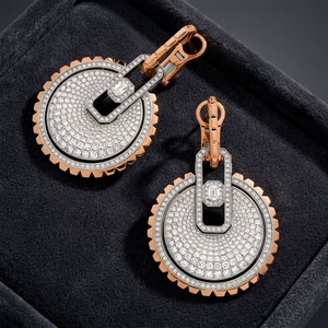 Pendientes de clip de lujo chapados en oro rosa con diamantes y corte esmeralda en el centro, para mujeres, joyería de fiesta. - Product Image 3