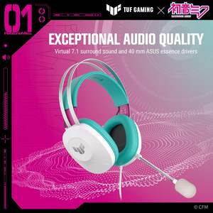หูฟังเกมมิ่งแบบมีสาย Tuf Gaming H1 Gen II รุ่น Hatsune Miku พร้อมไมโครโฟน ไดรเวอร์ 40 มม. เสียงเซอร์ราวด์เสมือนจริง 7.1 - Product Image 2