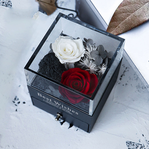 AYOYO Día de San Valentín Decoraciones Rosas Caja de regalo de joyería Flor preservada Caja de joyería de acrílico Caja de regalo de Rosa eterna - Product Image 5