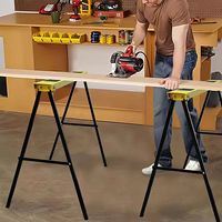 Lot de 2 échasses de travail pliables et peu encombrantes, support de table d'atelier portable en métal avec poignée pour le travail du bois et la construction