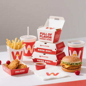 Scatola di Carta Personalizzata per Alimenti, Piccola Scatola Pieghevole in Cartone per Hamburger, Patatine Fritte, Sandwich da Asporto con Logo Stampato - Product Image 2