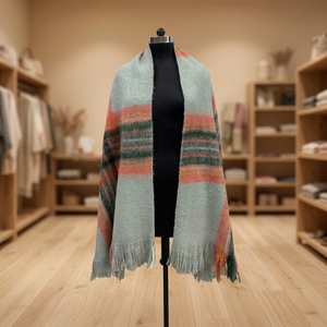 Chal Pashmina Reversible de Acrílico Ligero para Mujer, Bufanda Larga a Rayas de Invierno con Flecos para el Día a Día - Product Image 3