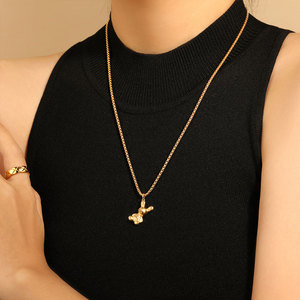 Collar con Colgante de Osito Adorable, Acero Inoxidable 316L, Chapado en Oro PVD de 14k y 18k, para Mujer y Hombre, Venta al por Mayor - Product Image 4