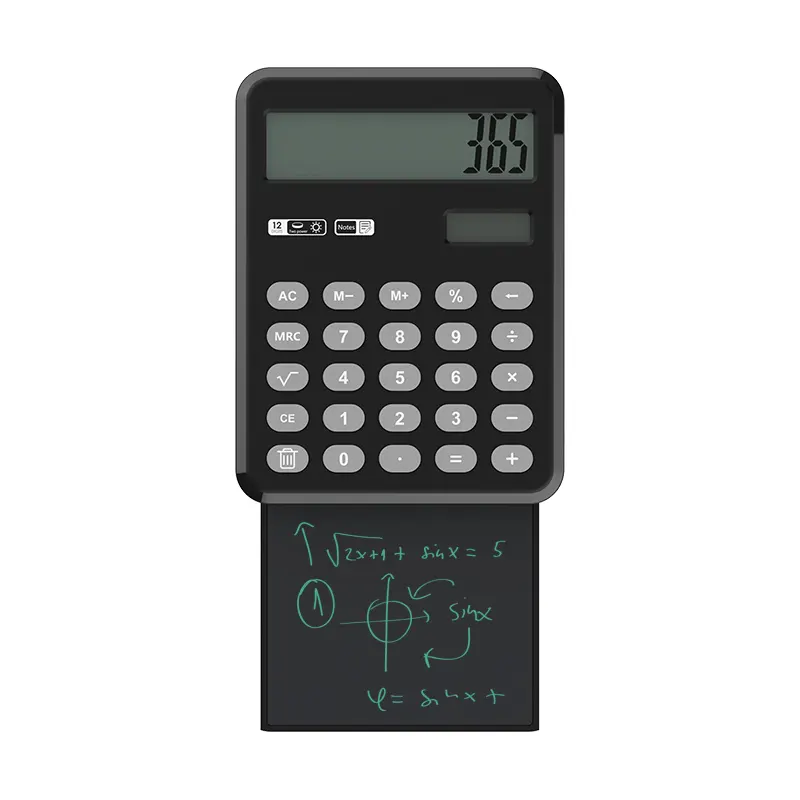 Pull-Out Type Pocket Mini Lcd Display Tekening Wetenschappelijke 12 Cijferige Rekenmachine Met Tablet Notepad