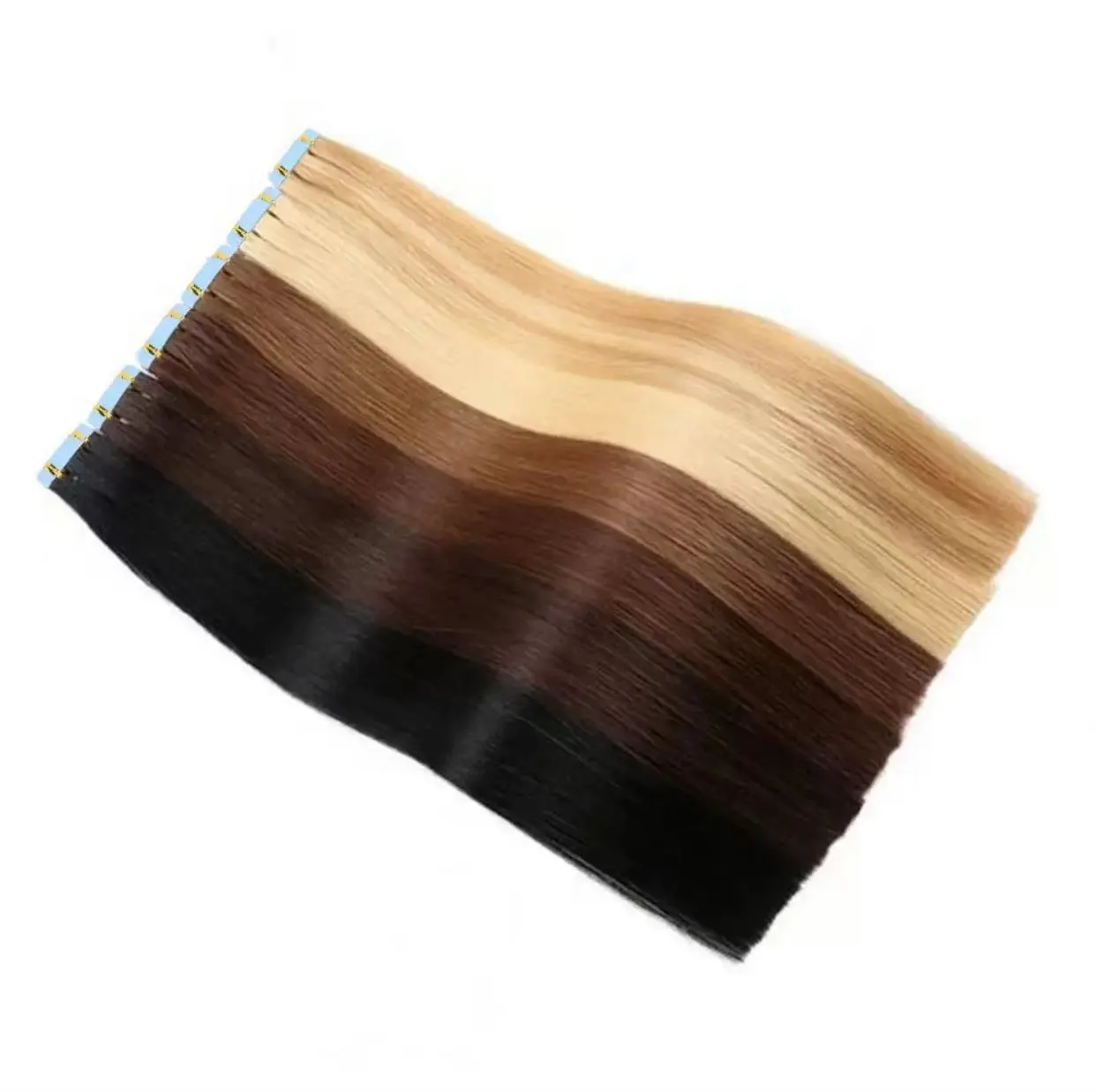 Toptan görünmez çift çekilmiş bant insan saç uzatma çoklu renk seçenekleri bant insan saçı postiş çift taraflı