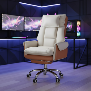 Silla <span class=keywords><strong>de</strong></span> Oficina Ejecutiva <span class=keywords><strong>de</strong></span> Lujo, Ergonómica, Reclinable, Giratoria, <span class=keywords><strong>de</strong></span> Cuero, Respaldo Alto, Reposacabezas Ajustable, Asiento <span class=keywords><strong>de</strong></span> <span class=keywords><strong>Trabajo</strong></span> Cómodo - Product Image 5