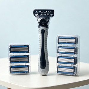 Juego de Afeitado Manual Jierui, 1 Maquinilla y 6 Cuchillas de Repuesto de 6 Capas para Afeitar la Cara y el Cuello de Hombres, Marca Privada con Licencia - Product Image 3