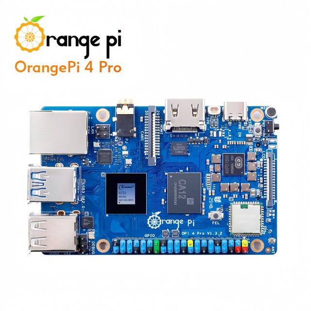 OrangePi 4 Pro Development Board A733 Octa-Core CPU Wi-Fi for LPDDR5 Gigabit Ethernet