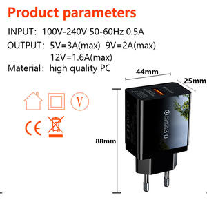 Chargeur mural USB pour téléphone portable, charge rapide 18W QC3.0, chargeur <span class=keywords><strong>de</strong></span> voyage 18W pour <span class=keywords><strong>Apple</strong></span> Samsung, nouveauté Offre Spéciale - Product Image 3