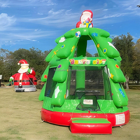 Château gonflable de clown de thème de Noël pour le videur gonflable de père noël de maison de rebond de pin de partie