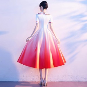 Women's Long Dress Peter Pan Collar Gradient Color Choir Performance Evening Gown Adult Student Host Poetry Recitation Attire - Product Image 4