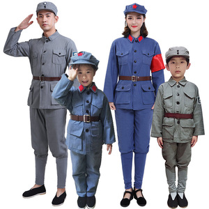 Costumes de spectacle de l'Armée rouge pour enfants et adultes, uniformes militaires en coton et lin, vêtements de scène de la 8ème Armée de Route, nouvelle tenue de scène de la 4ème Armée - Product Image 1