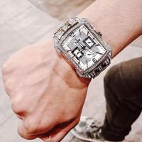 Montre Chronographe à Quartz pour Homme 96C108, Diamants, Boîtier Carré Unique 35mm, Bracelet 22mm, Style Affaires, Acier Inoxydable, Antique