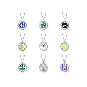 Fashion 12 Pattern Hollow Aromatherapy <strong>Diffuser</strong> Perfume Open Box Pendant <strong>Necklace</strong> for Women Men Jewelry New Arrival - Product Image 1