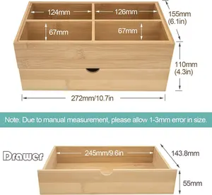 <strong>Wood</strong> Love Theme Painted Multi-Function Reusable Cosmetic Storage Organizer Box with Drawer for Vanity <strong>Desk</strong> - Product Image 3