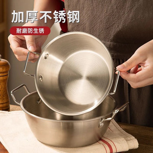 ชามสแตนเลสสองหูจับ ขนาด 16 ซม. ชามหนาสำหรับทำอาหาร บะหมี่กึ่งสำเร็จรูป ของว่าง สลัด พร้อมช้อน - Product Image 4