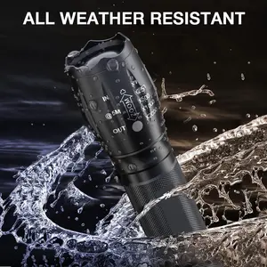 Aeternam 슈퍼 밝은 T6 줌 가능 전원 은행 방수 방수 방수 충전식 USB led 전술 토치 손전등