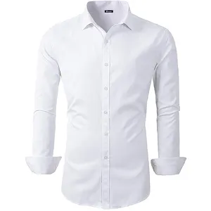 Shinesia供应商批发男士纯色长袖常规工作衬衫纯棉休闲衬衫