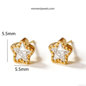 Pendientes de Zirconia con Forma de Pentagrama, Plata de Ley 925, Chapados en Oro de 14K, Diseño Minimalista de Estrella, Joyería para Mujer, Regalo - Product Image 3