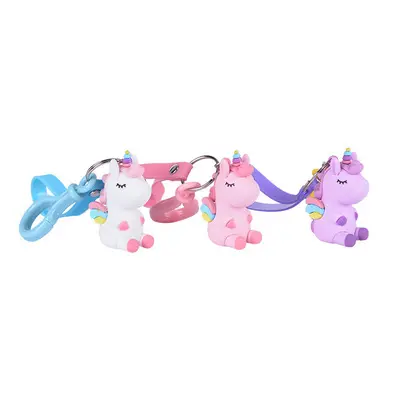 Factory direct wholesale custom logo Kids Girly Silicon metal horse key ring Unicorn keychain/key chain with rings