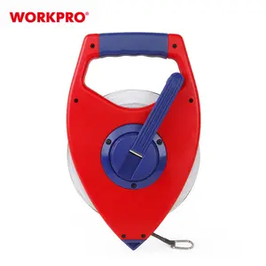 WORKPRO 30M/100ft 피트 긴 줄자 Fiver 유리 미터 및 인치 테이프 블레이드 더블 나일론 코트 ABS 바디 고무 그립