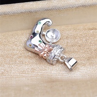 En gros, Breloque de pendentif en argent S925, motif chaussette de Noël, support vide pour la création de bijoux avec perles baroques rondes de 8-10mm, pour la fabrication de cadeaux