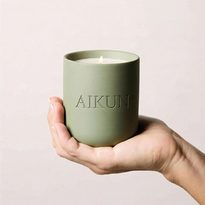 Bougie en cire de soja en pot en céramique mate minimaliste écologique, marque privée, parfum d'ambiance pour la maison, pour usage en spa - Product Image 2