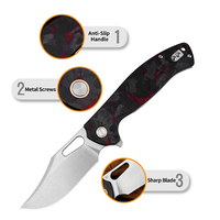 Couteau pliant tactique de survie pour le camping, lame OEM D2, manche en fibre de carbone, usine certifiée BSCI, performance de coupe stable, EDC