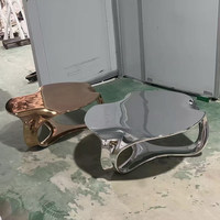 Table basse de style italien, design de luxe léger, électroplaquée, creuse, avec structure en acier inoxydable, pour chambre d'hôtes et salon