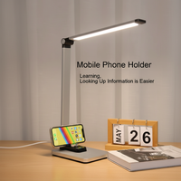 Lampe de bureau LED moderne en aluminium avec chargeur sans fil, tactile, à intensité variable, simple, contemporaine, flexible, pour lecture, anti-éblouissement