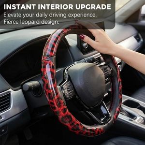 Housse de <span class=keywords><strong>volant</strong></span> imprimé léopard pour <span class=keywords><strong>femme</strong></span>, 3 pièces, ajustement universel, à clipser, 14,5-15 pouces, installation facile en 10 secondes, protège les ongles longs - Product Image 2