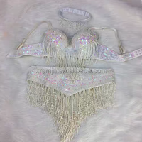 Costume de danse du ventre professionnel pour femmes, vente flash, 3 pièces/ensemble - Soutien-gorge en dentelle sexy, plusieurs couleurs, taille unique, robe de spectacle sur scène
