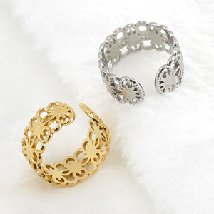 Zogxin Flower Pattern <b>Titanium</b> Steel <b>Ring</b> Adjustable For Women Jewelry Gift Gold And Silver Color - Product Image 2