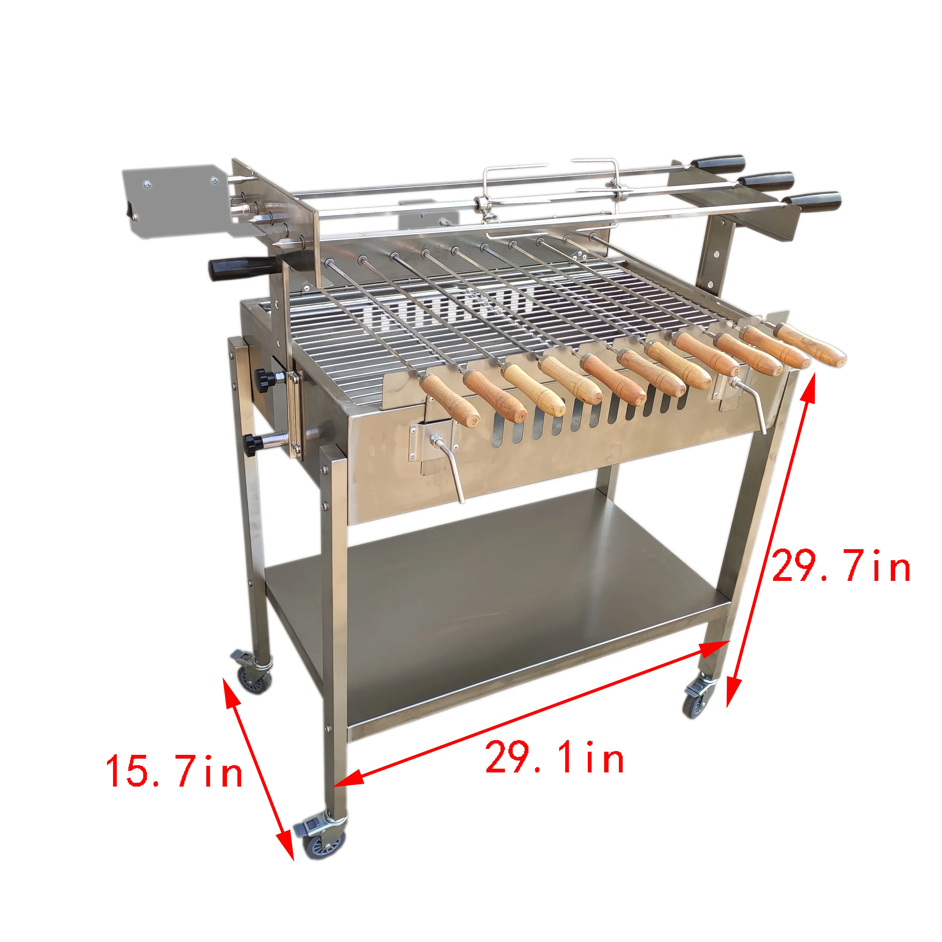 Verstelbare cyprus houtskool kabob kip bbq grill auto rotisserie spit voor koop