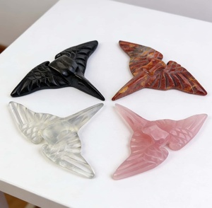 Vente en gros de sculptures de crânes d'oiseaux en pierres de quartz et obsidienne, faites à la main, en cristal naturel et matériaux mixtes, pour cadeaux - Product Image 1