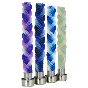 Örgülü Düz Havdala Mum Üreticisi Özelleştirilmiş El Yapımı Çok Renkli Geleneksel Şabat Yahudi Eşyası Hediye Ev Mumları - Product Image 3