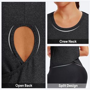 FOXA Womens Workout Tank <b>Top</b> Sleeveless Cut-Out Back Yoga Gym Sport Breathable Spandex Polyester <b>Crop</b> <b>Top</b> - Product Image 5