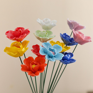 Flores Pequeñas de Cerámica Plástica, Hechas a Mano con Técnica de Pinzado a Alta Temperatura, Creativas, Eternas, Simples, Pintadas - Product Image 4