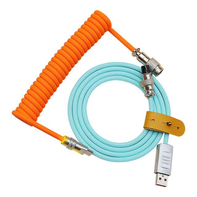 Factory Price 3M USB Gaming Mechanical Keyboard Type C Colorful Aviator Usb Coiled Keyboard Cable