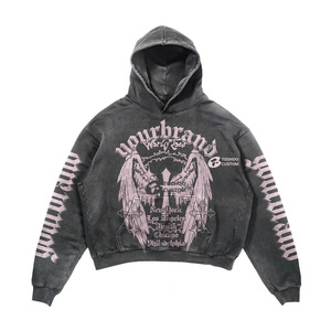 Sweat-shirts pour hommes, imprimés graphiques usés, en coton, style streetwear, coupe ample, surdimensionnés, de haute qualité, vintage, impression DTG personnalisée, broderie 3D acide - Product Image 4