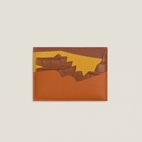 Porte-cartes minimaliste en cuir de vachette Togo ultra fin, format court