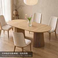 Table à manger en bois de style nordique tendance avec mécanisme télescopique, fonctionnement fluide pour usage quotidien et fêtes, tableau des ventes
