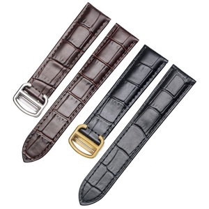 12 14 15 16 17.5 18 18.5 20 20.5 22 23 24 25 mm Bracelet de montre en cuir véritable souple pour montre Moissanite tank Solo <span class=keywords><strong>Santos</strong></span> - Product Image 2