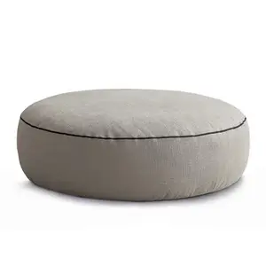 Furnitur Ruang Tamu Desain Sederhana Kain Bulat Bangku Kaki Pouf Bulat Ottoman