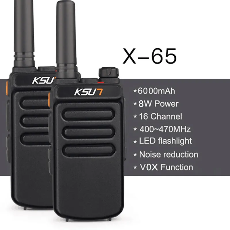 उच्च गुणवत्ता KSUN KSX65 पोर्टेबल एन्क्रिप्टेड रेडियो UHF Shatterproof दो तरह रेडियो लाइसेंस मुक्त लंबी दूरी वॉकी टॉकी