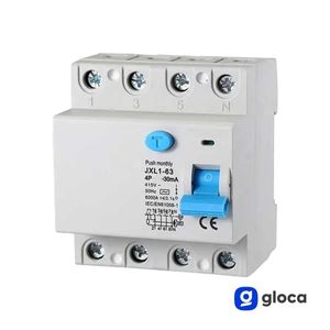 Gloca Rccb 4P 30Ma 220V 6Ka 63A pour les foyers, montage sur rail, polycarbonate - Product Image 3