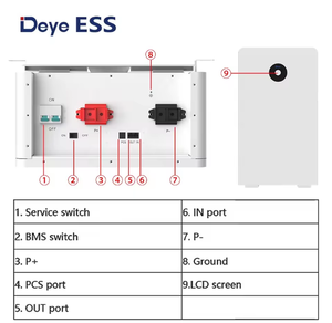 Batería de Estado Sólido de Bajo Voltaje LiCoO2 de 7% deye Rw-f16 51.2v 48v 314ah 300ah 280ah 16kw 15kw 15kwh 16kwh, 6000 Ciclos, 15-35 - Product Image 4