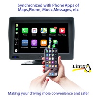 Système multimédia vidéo de voiture portable avec écran tactile de 7 pouces, CarPlay sans fil, Android Auto filaire, tablette de voiture, caméra de tableau de bord à double objectif