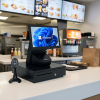 Système de point de vente tout-en-un avec écrans tactiles capacitifs Windows Android 15,6+11,6 pouces, caisse enregistreuse pour restaurant (garantie de 3 ans)